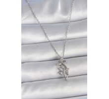 316L Çelik Gümüş Renk Zincir Zirkon Taşlı Yusufçuk Model Kadın Kolye - TJ-BKO10036