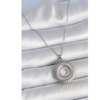 316L Çelik Gümüş Renk Zincir Zirkon Taşlı Nova Yıldız Model Kadın Kolye - TJ-BKO10046