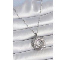 316L Çelik Gümüş Renk Zincir Zirkon Taşlı Nova Yıldız Model Kadın Kolye - TJ-BKO10046