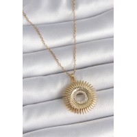 316L Çelik Gold Renk Zincir Zirkon Taşlı Nova Yıldız Model Kadın Kolye TJ-BKO10047