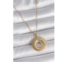 316L Çelik Gold Renk Zincir Zirkon Taşlı Nova Yıldız Model Kadın Kolye - TJ-BKO10047