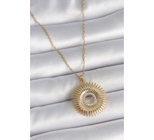 316L Çelik Gold Renk Zincir Zirkon Taşlı Nova Yıldız Model Kadın Kolye - TJ-BKO10047