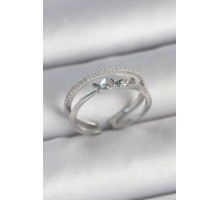 Pirinç Gümüş Renk 2'Li Zirkon Taş Detaylı Kelebek Figür Ayarlanabilir Model Kadın Yüzük - TJ-BYK3732