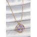 316L Çelik Gold Renk Zincir Daire Eposki Mor Çiçek Model Kadın Kolye - TJ-BKO10071