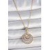 316L Çelik Gold Renk Zirkon Taşlı Madalyon Model Kadın Kolye - TJ-BKO10089