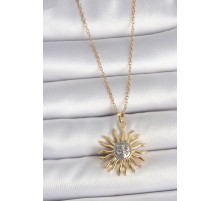 316L Çelik Gold Renk Mix Renk Güneş Model İşleme Detaylı Kadın Kolye - TJ-BKO10090