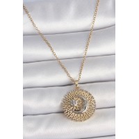 316L Çelik Gold Renk Mix Renk Ay Güneş Model Kadın Kolye - TJ-BKO10095