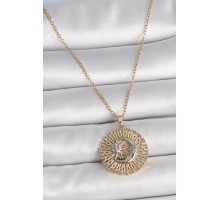 316L Çelik Gold Renk Mix Renk Ay Güneş Model Kadın Kolye - TJ-BKO10095