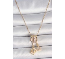 316L Çelik Gold Renk Zirkon Taşlı Sallantı Fotoğraf Makinası Figür Charm Kadın Kolye - TJ-BKO10097