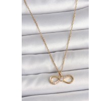 316L Çelik Gold Renk Zincir Zirkon Taşlı Sonsuzluk Model Kadın Kolye - TJ-BKO10106