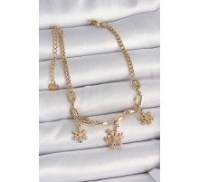 316L Çelik Gold Renk Sallantı Kar Tanesi Model Kadın Bileklik - TJ-BB6946