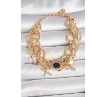 Pirinç Gold Renk Çoklu Zincir Model Deniz Yıldız Figür Kadın Bileklik - TJ-BB6963