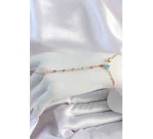 Pirinç Gold Renk Renkli Zirkon Taşlı Nazar Boncuk Detay Şahmeran - TJ-SN634