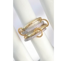 Pirinç Gold Renk Zirkon Taşlı Halka Detaylı Kadın Yüzük - TJ-BYK3752