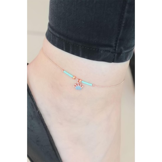 Mavi Miyuki Taşlı Taçlı Hal Hal - TJ-HH853-KS