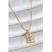316L Çelik Gold Renk Pembe Mineli Çiçek İşlemeli İnci Detay Portre Model Kadın Kolye - TJ-BKO10145