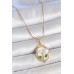 316L Çelik Gold Renk Zincir Beyaz Mineli İncili Çiçek İşlemeli Portre Model Kadın Kolye - TJ-BKO10147