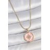 316L Çelik Gold Renk Zincir Pembe Mineli Zirkon Taşlı Kuzey Yıldız İşlemeli Madalyon Model Kadın Kolye - TJ-BKO10172
