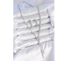 Pirinç Gümüş Renk Su Yolu Zirkon Taşlı VIP Seri Kadın Kolye Seti - TJ-BKO10200