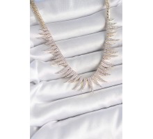 Pirinç Gold Renk Zirkon Taşlı Sivri Model VIP Seri Kadın Kolye - TJ-BKO10202