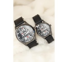 Siyah Renk Deri Kordonlu İstanbul Tasarımlı Sevgili Saatleri - TJ-SGK1369