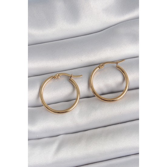 316 Çelik Gold Renk 22mm Kadın Halka Model Kadın Küpe - TJ-BKP10507