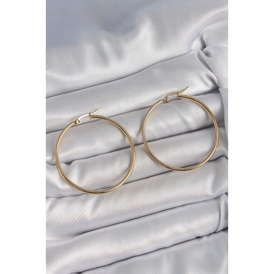 316 Çelik Gold Renk 43 mm Halka Model Kadın Küpe - TJ-BKP10510