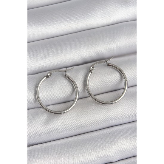 316 Çelik Gümüş Renk 22 mm Halka Model Kadın Küpe - TJ-BKP10513