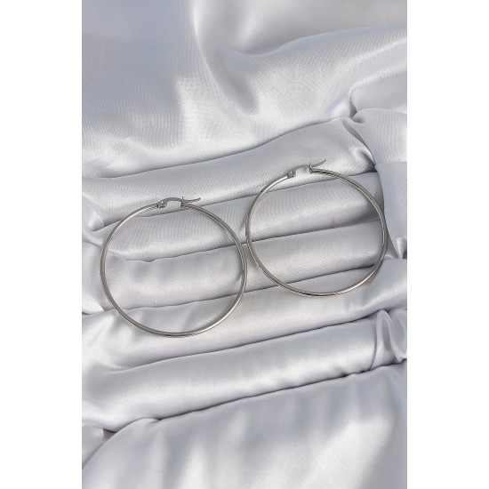 316 Çelik Gümüş Renk 53 mm Halka Model Kadın Küpe - TJ-BKP10517