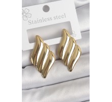 316 Çelik Gold Renk Dalga Model Kadın Küpe - TJ-BKP10519