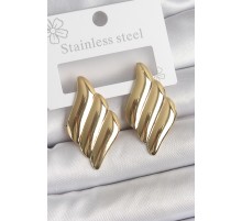 316 Çelik Gold Renk Dalga Model Kadın Küpe - TJ-BKP10519
