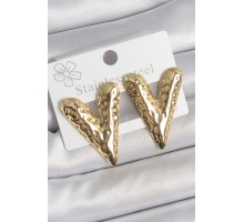 316 Çelik Gold Renk İşlemeli Kalp Model Kadın Küpe - TJ-BKP10523