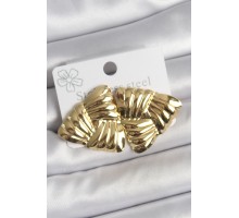 316 Çelik Gold Renk İşlemeli Üçgen Model Kadın Küpe - TJ-BKP10524