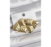 316 Çelik Gold Renk İşlemeli Üçgen Model Kadın Küpe - TJ-BKP10524