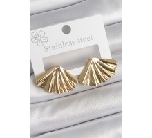 316 Çelik Gold Renk İşlemeli Deniz Kabuğu Plaka Model Kadın Küpe - TJ-BKP10525