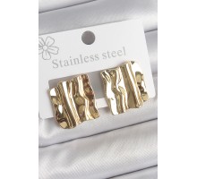 316 Çelik Gold Renk Dalgalı Plaka Model Kadın Küpe - TJ-BKP10526