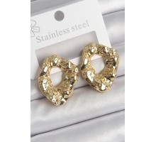 316 Çelik Gold Renk İşlemeli Halka Model Kadın Küpe - TJ-BKP10527