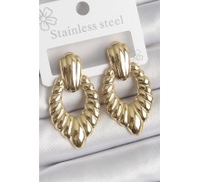 316 Çelik Gold Renk İşlemeli Motiif Model Kadın Küpe - TJ-BKP10528