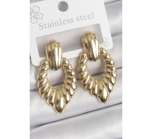 316 Çelik Gold Renk İşlemeli Motiif Model Kadın Küpe - TJ-BKP10528