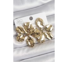 316 Çelik Gold Renk İşlemeli Yaprak Model Kadın Küpe - TJ-BKP10529