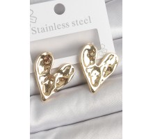 316 Çelik Gold Renk İşlemeli Kalp Model Kadın Küpe - TJ-BKP10530