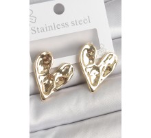 316 Çelik Gold Renk İşlemeli Kalp Model Kadın Küpe - TJ-BKP10530