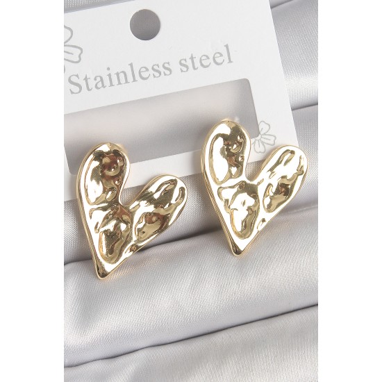 316 Çelik Gold Renk İşlemeli Kalp Model Kadın Küpe - TJ-BKP10530