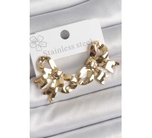 316 Çelik Gold Renk Kurdele Plaka Model Kadın Küpe - TJ-BKP10531