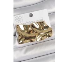 316 Çelik Gold Renk Dalgalı Plaka Kare Model Kadın Küpe - TJ-BKP10532