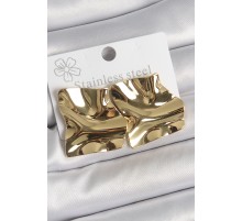 316 Çelik Gold Renk Dalgalı Plaka Kare Model Kadın Küpe - TJ-BKP10532