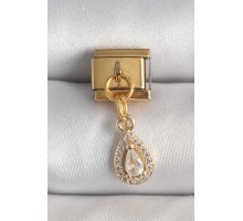 316L Çelik Gold Renk Sallantı Damla Zirkon Taşlı Nomination Charm - TJ-BC1354