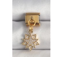 316L Çelik Gold Renk Sallantı Zirkon Taşlı Yıldız Model Nomination Charm - TJ-BC1357