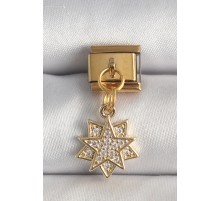 316L Çelik Gold Renk Sallantı Zirkon Taşlı Yıldız Model Nomination Charm - TJ-BC1357