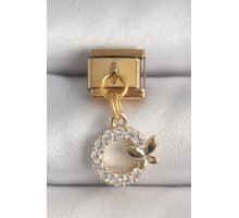 316L Çelik Gold Renk Sallantı Zirkon Taşlı Kelebek Detay Nomination Charm - TJ-BC1365